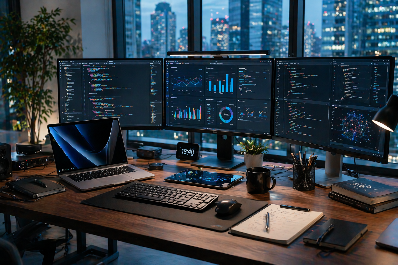 AI・DX事業 — 複数モニター・最新PC環境